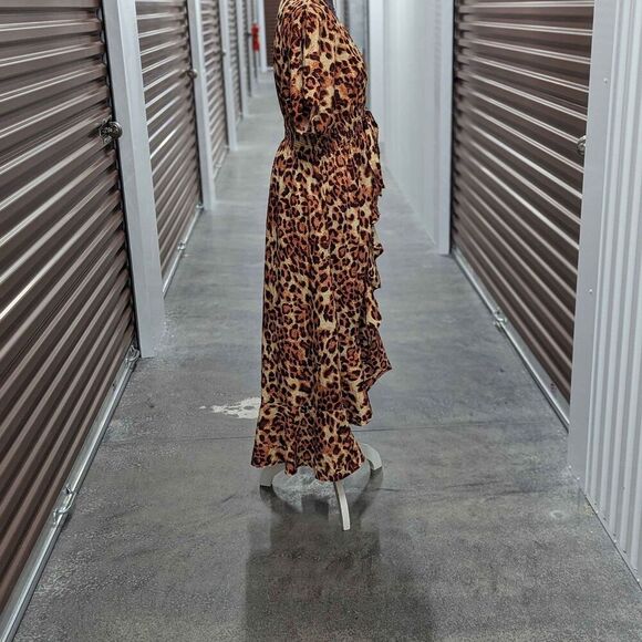 America & Beyond Large leopard print swim cover up long tie front - Picture 6 of 9